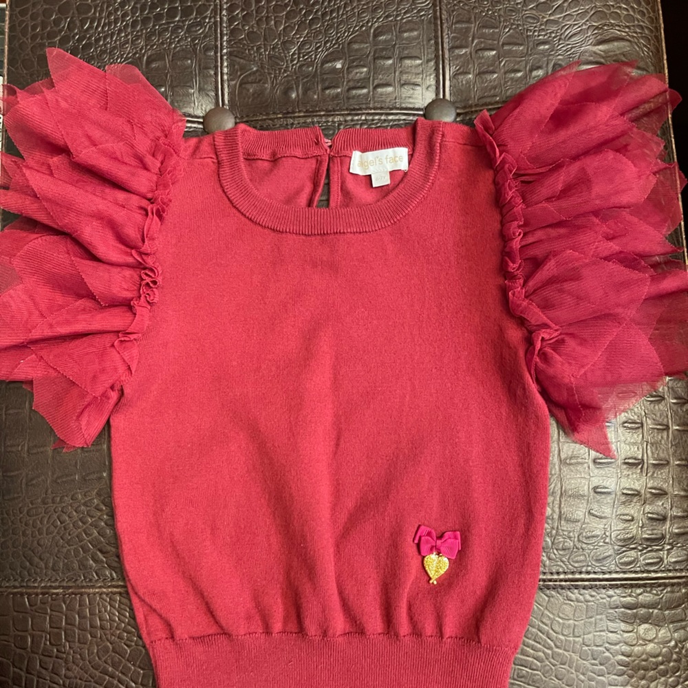 Angel’s face Burgundy Knit & Tulle Sweater